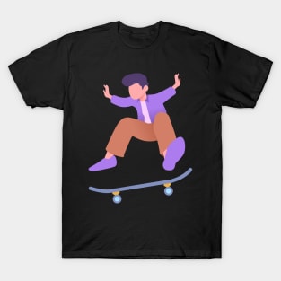 Flat design jumping skateboard man T-Shirt